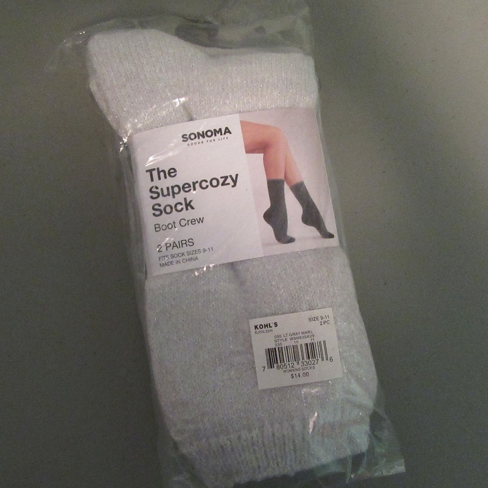 2 pack - Sonoma Super Cozy Socks Sizes 9-11 NWT